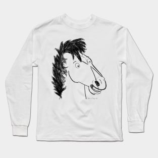 Portrait of A Horseman - Black Long Sleeve T-Shirt